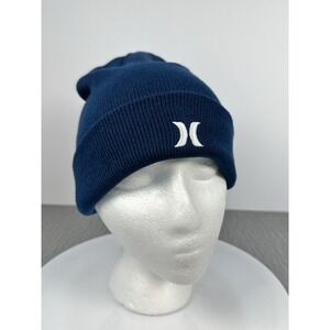 Hurley Icon Staples Beanie Knit Cuff Royal Blue Embroidered Logo NWT